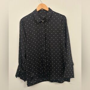 Autograph Button Up Black Polka Dot Women’s Blouse